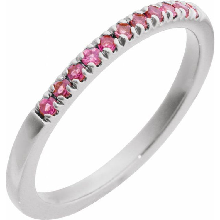 Sterling Silver Natural Pink Tourmaline Stackable Ring