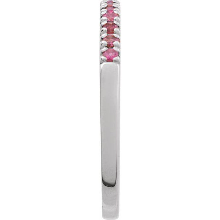 Sterling Silver Natural Pink Tourmaline Stackable Ring