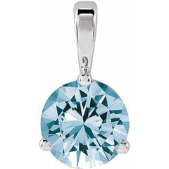 14K White Gold Lab-Grown Aqua Sapphire Pendant