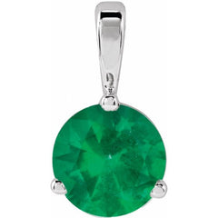 14K White Gold Lab-Grown Emerald Pendant
