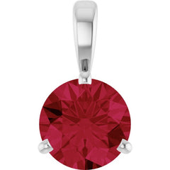 14K White Gold Lab-Grown Ruby Pendant