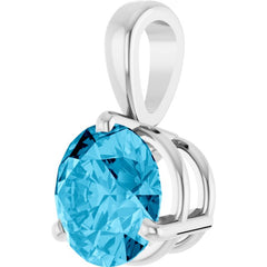 14K White Gold Lab-Grown Aqua Sapphire Pendant