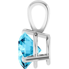 14K White Gold Lab-Grown Aqua Sapphire Pendant