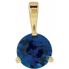 14K Yellow Gold Lab-Grown Blue Sapphire Pendant