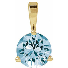 14K Yellow Gold Lab-Grown Aqua Sapphire Pendant