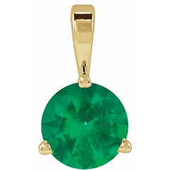 14K Yellow Gold Lab-Grown Emerald Pendant