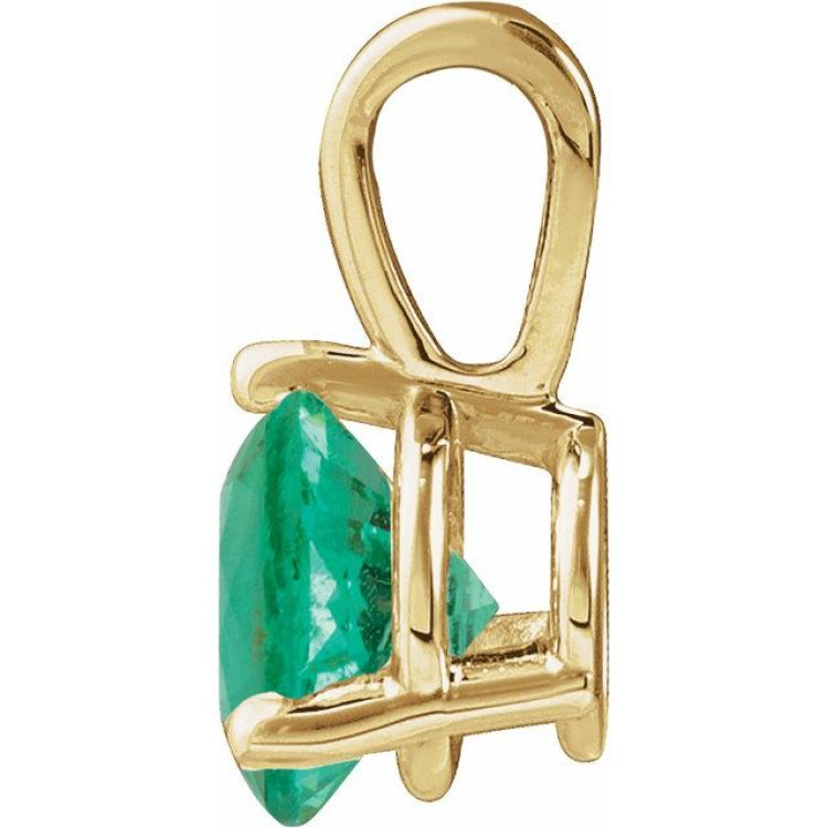 14K Yellow Gold Lab-Grown Emerald Pendant
