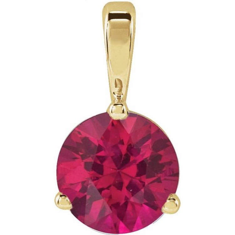 14K Yellow Gold Lab-Grown Ruby Pendant