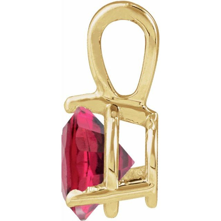 14K Yellow Gold Lab-Grown Ruby Pendant