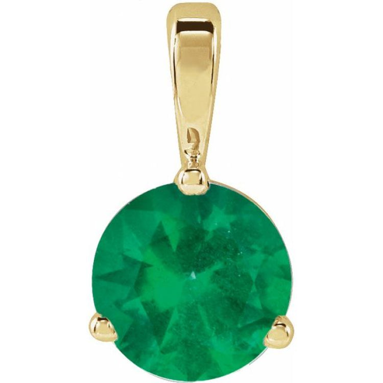 14K Yellow Gold Lab-Grown Emerald Pendant