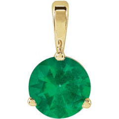 14K Yellow Gold Lab-Grown Emerald Pendant