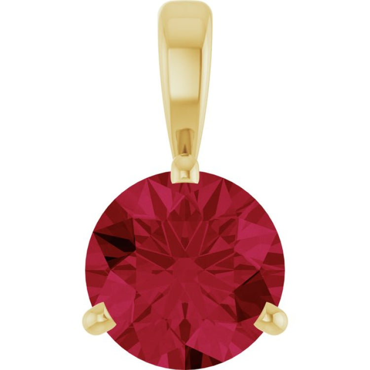 14K Yellow Gold Lab-Grown Ruby Pendant