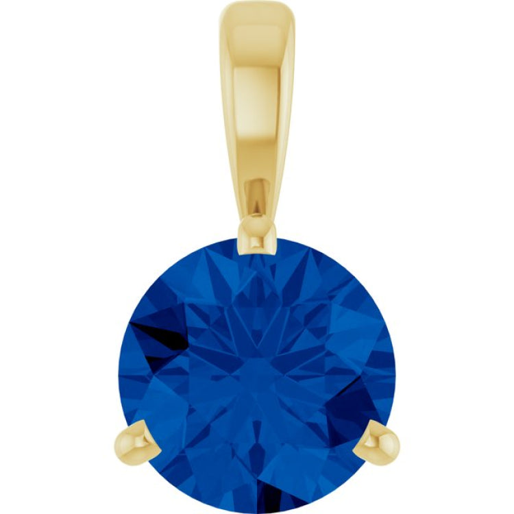 14K Yellow Gold Lab-Grown Blue Sapphire Pendant