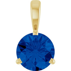 14K Yellow Gold Lab-Grown Blue Sapphire Pendant