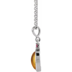 Sterling Silver 8x6 mm Natural Citrine & Natural Pink Tourmaline 16-18" Necklace