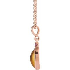 14K Rose Gold 6x4 mm Natural Citrine & Natural Pink Tourmaline 16-18" Necklace
