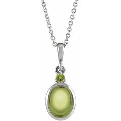 Sterling Silver 8x6 mm Natural Peridot 16-18" Necklace