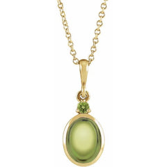 14K Yellow Gold 5x3 mm Natural Peridot 16-18" Necklace
