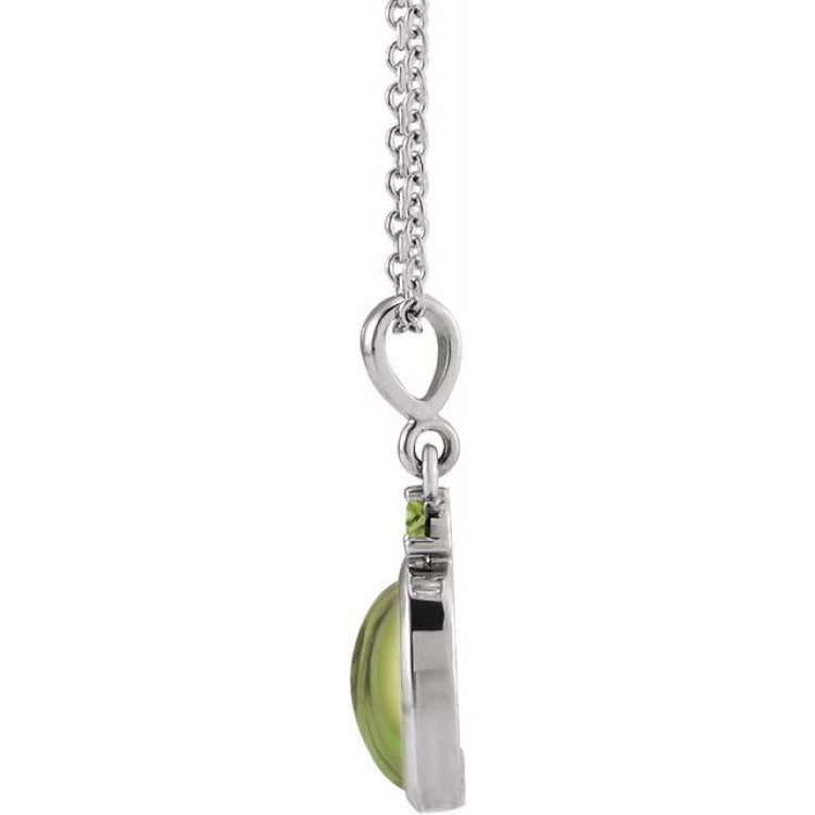 14K White Gold 5x3 mm Natural Peridot 16-18" Necklace
