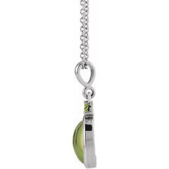 Sterling Silver 5x3 mm Natural Peridot 16-18" Necklace