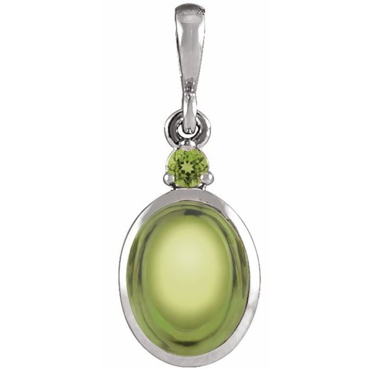 14K White Gold 5x3 mm Natural Peridot Pendant