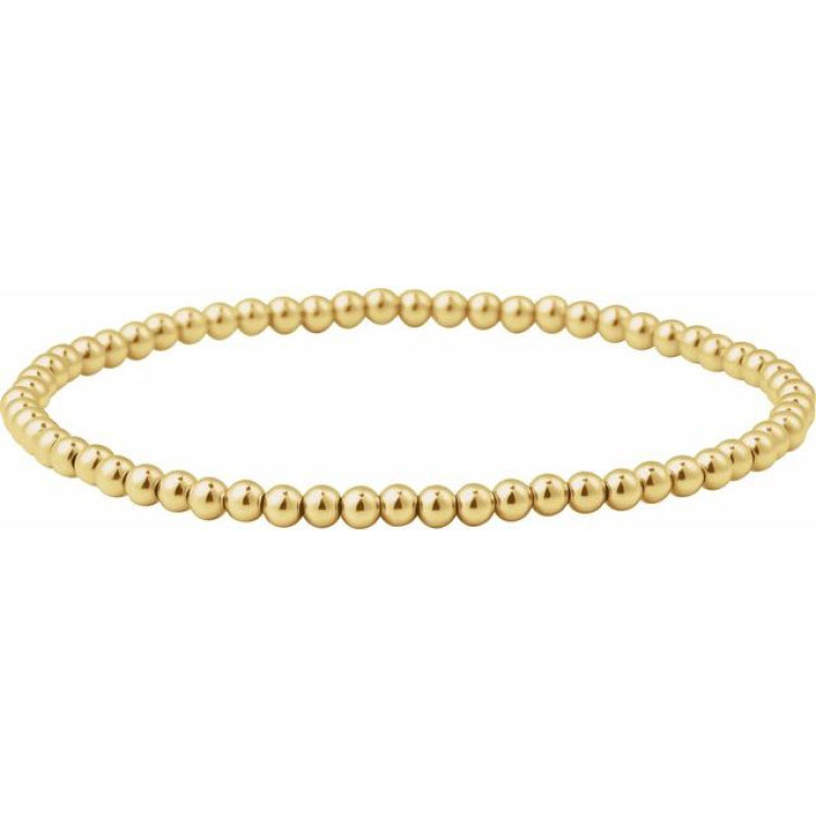 14K Yellow Gold-Filled 3 mm Elastic Bead 6 1/2" Bracelet