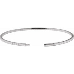14K White Gold 1 CTW Natural Diamond  Flexible Bangle 7" Bracelet