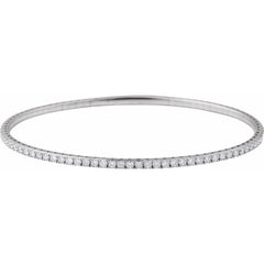 14K White Gold 2 CTW Natural Diamond  Flexible Bangle 7" Bracelet