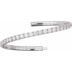 14K White Gold 3 CTW Natural Diamond  Flexible Bangle 7" Bracelet