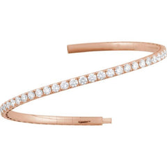 14K Rose Gold 3 CTW Natural Diamond  Flexible Bangle 7" Bracelet