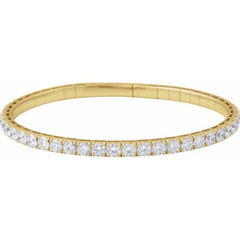 14K Yellow Gold 4 CTW Natural Diamond  Flexible Bangle 7" Bracelet