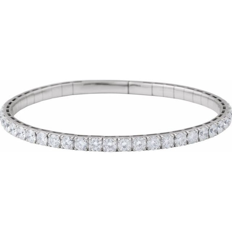 14K White Gold 4 CTW Natural Diamond  Flexible Bangle 7" Bracelet