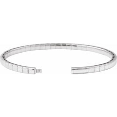 14K White Gold 5 CTW Natural Diamond  Flexible Bangle 7" Bracelet