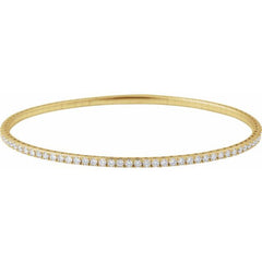 14K Yellow Gold 1 CTW Lab-Grown Diamond  Flexible Bangle 7" Bracelet