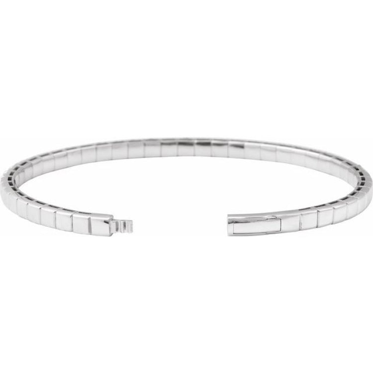 14K White Gold 5 CTW Lab-Grown Diamond  Flexible Bangle 7" Bracelet