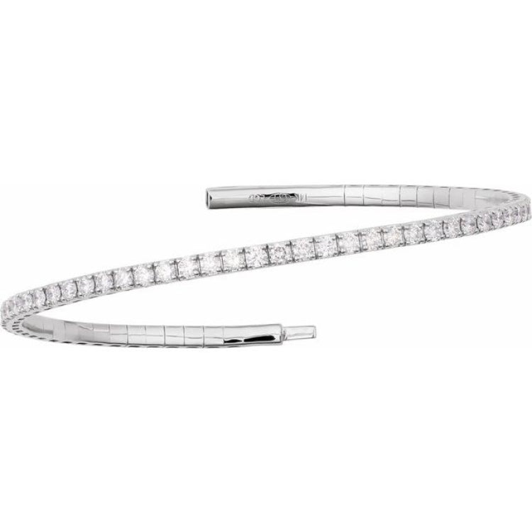 14K White Gold 1 CTW Lab-Grown Diamond  Flexible Bangle 7" Bracelet