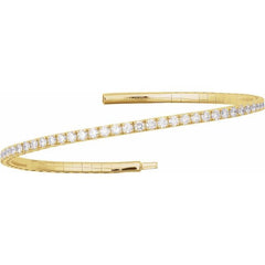 14K Yellow Gold 2 CTW Lab-Grown Diamond  Flexible Bangle 7" Bracelet