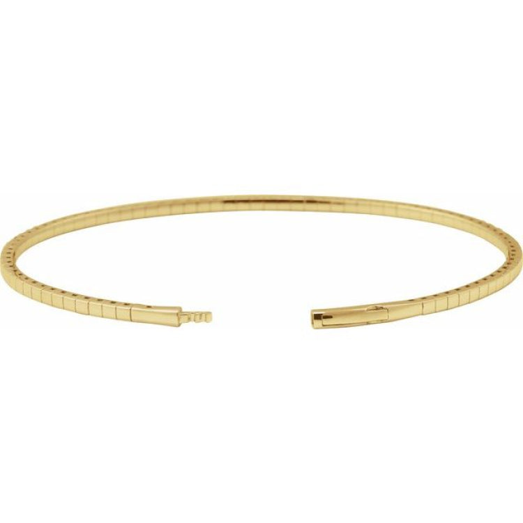14K Yellow Gold 2 CTW Lab-Grown Diamond  Flexible Bangle 7" Bracelet