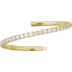 14K Yellow Gold 3 CTW Lab-Grown Diamond  Flexible Bangle 7" Bracelet