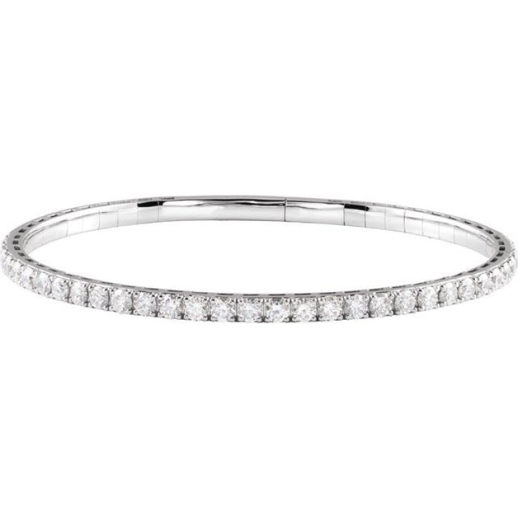 14K White Gold 3 CTW Lab-Grown Diamond  Flexible Bangle 7" Bracelet
