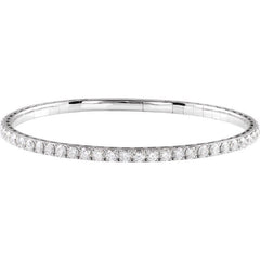 14K White Gold 3 CTW Lab-Grown Diamond  Flexible Bangle 7" Bracelet
