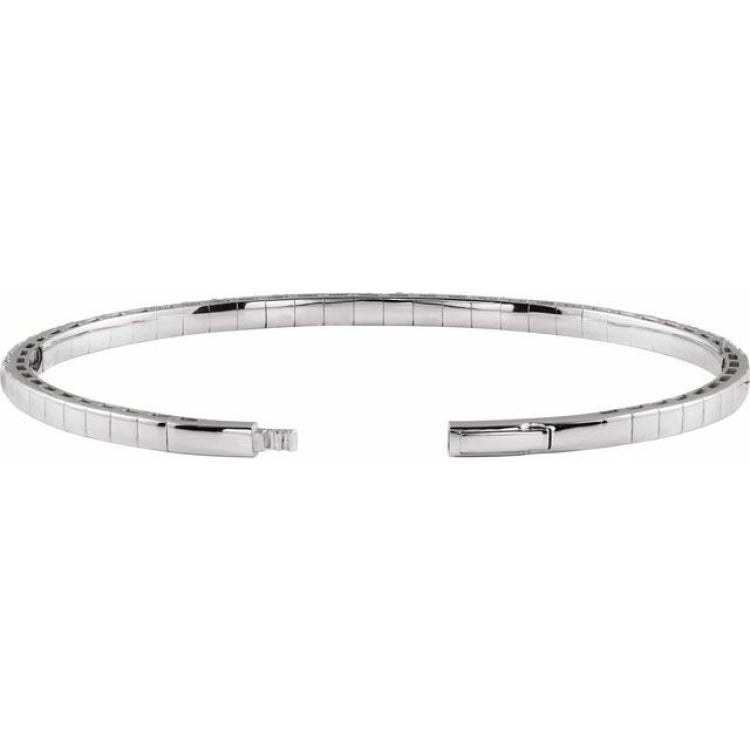 14K White Gold 3 CTW Lab-Grown Diamond  Flexible Bangle 7" Bracelet