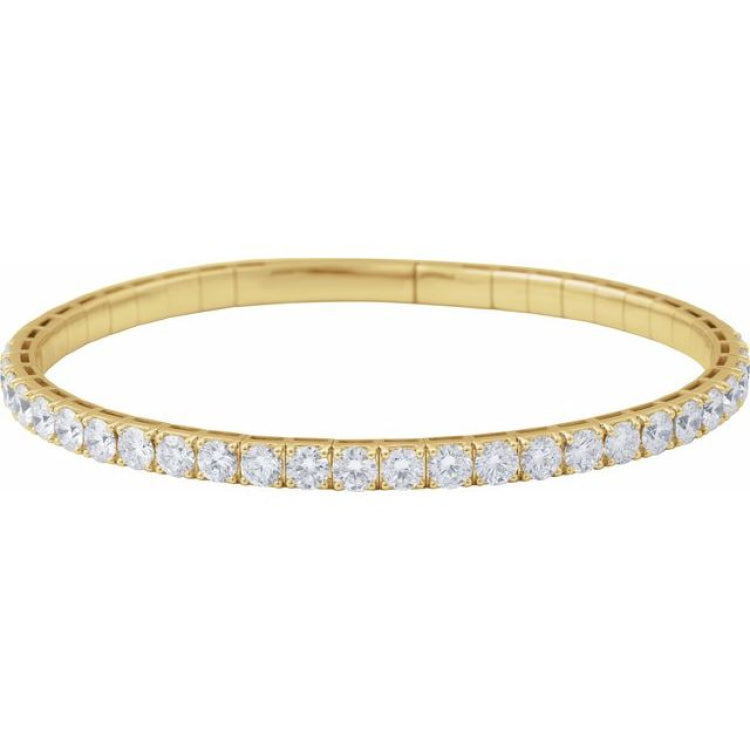 14K Yellow Gold 5 CTW Lab-Grown Diamond  Flexible Bangle 7" Bracelet