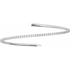 14K White Gold 1 1/2 CTW Natural Diamond Flexible Bangle 7" Bracelet
