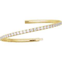 14K Yellow Gold 5 CTW Natural Diamond Flexible Bangle 7" Bracelet