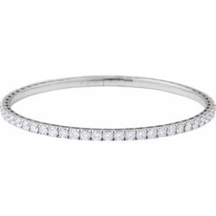 14K White Gold 5 CTW Natural Diamond Flexible Bangle 7" Bracelet