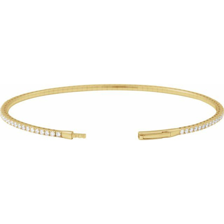 14K Yellow Gold 1 1/2 CTW Lab-Grown Diamond Flexible Bangle 7" Bracelet