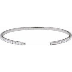 14K White Gold 5 CTW Lab-Grown Diamond Flexible Bangle 7" Bracelet