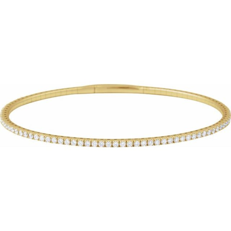 14K Yellow Gold 2 CTW Lab-Grown Diamond Flexible Bangle 7" Bracelet