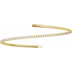 14K Yellow Gold 2 CTW Lab-Grown Diamond Flexible Bangle 7" Bracelet